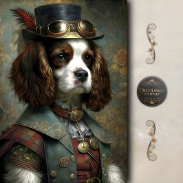 Steampunk Gentleman Dog Whimsical Vintage  Tissuepapier