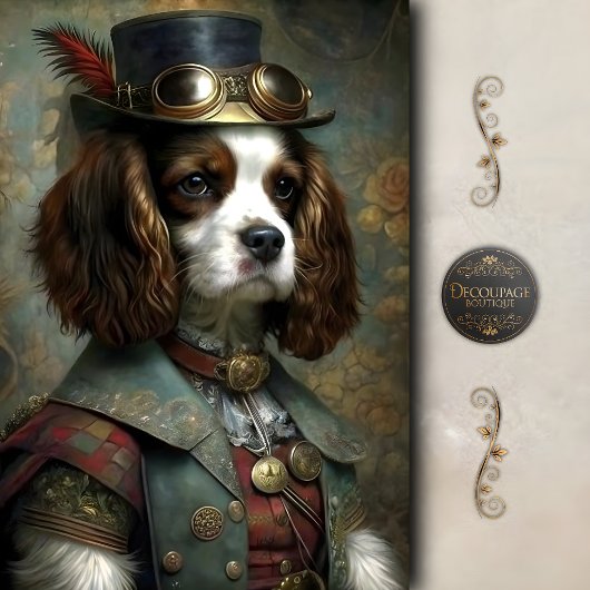 Steampunk Gentleman Dog Whimsical Vintage  Tissuepapier