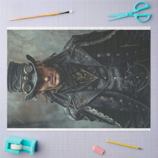 Steampunk Gentleman in Black Decoupage Tissuepapier (Craft)