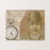 Steampunk Gentleman Pocket Watch Bowler Pet Legpuzzel (Horizontaal)