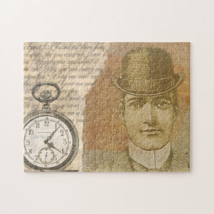 Steampunk Gentleman Pocket Watch Bowler Pet Legpuzzel
