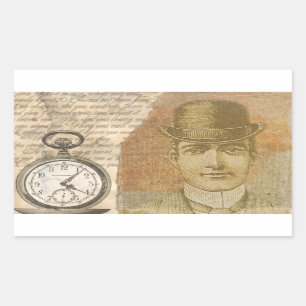 Steampunk Gentleman Pocket Watch Bowler Stickers