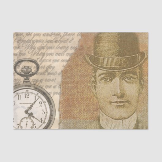 Steampunk Gentleman Pocket Watch Tissue Paper Tissuepapier (Voorkant)