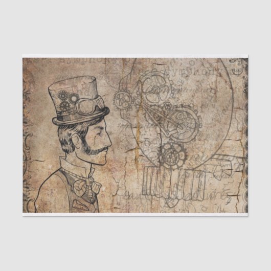 Steampunk Gentleman Retro Gears Tissuepapier (Voorkant)