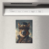 Steampunk German Shepherd Dog in Top Hat Magneet (Insitu (Vaatwasser))