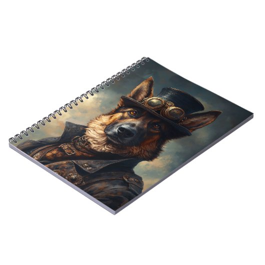 Steampunk German Shepherd Dog in Top Hat Notitieboek (Linkerzijde)