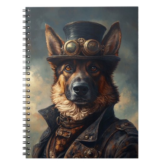 Steampunk German Shepherd Dog in Top Hat Notitieboek (Voorkant)