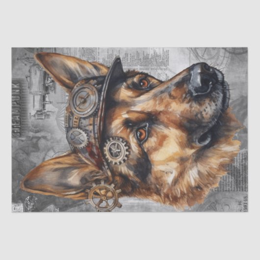 Steampunk German Shepherd Dog Tissuepapier (Voorkant)
