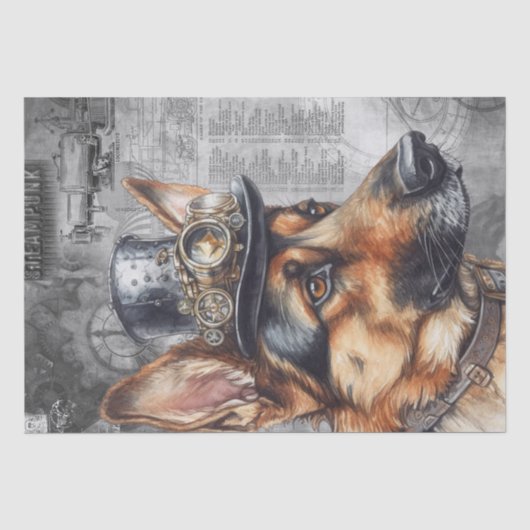 Steampunk German Shepherd Dog Tissuepapier (Voorkant)