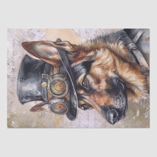 Steampunk German Shepherd Dog Tissuepapier (Voorkant)