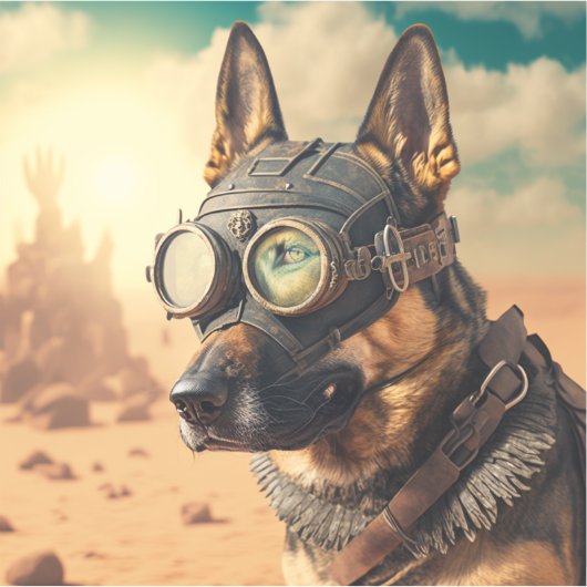 Steampunk German Shepherd met Goggles Sticker (Voorkant)