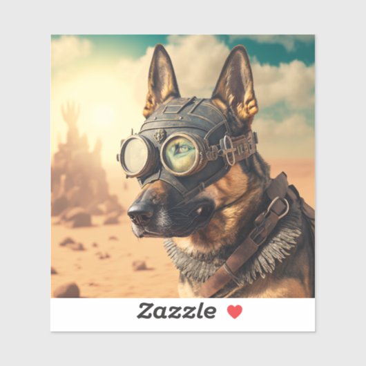Steampunk German Shepherd met Goggles Sticker (Vel)