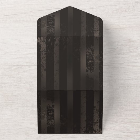 Steampunk gestreepte bruine achtergrond all in one uitnodiging (Buitenkant)