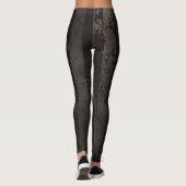 Steampunk gestreepte bruine achtergrond leggings (Achterkant)