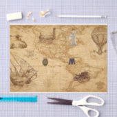Steampunk Gevoelige Oude Wereldkaart Tissuepapier (Craft)