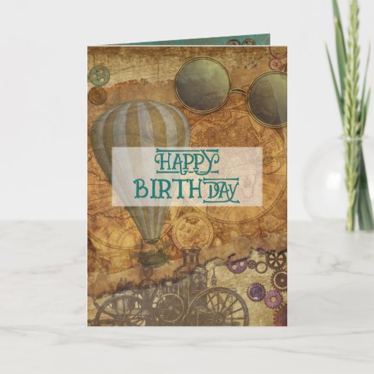 Steampunk Gevouwen Dank u Bericht Kaart (Voorkant)