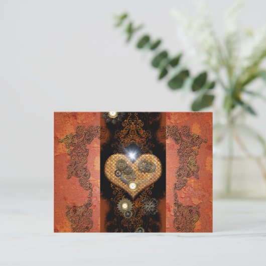 Steampunk, geweldig hart briefkaart (Staand voorkant)