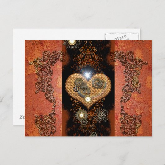 Steampunk, geweldig hart briefkaart (Voorkant / Achterkant)
