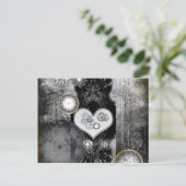 Steampunk, geweldig hart met klokken en tandwielen briefkaart (Staand voorkant)