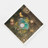 Steampunk, geweldig hart met klokken servetten (Hoek)