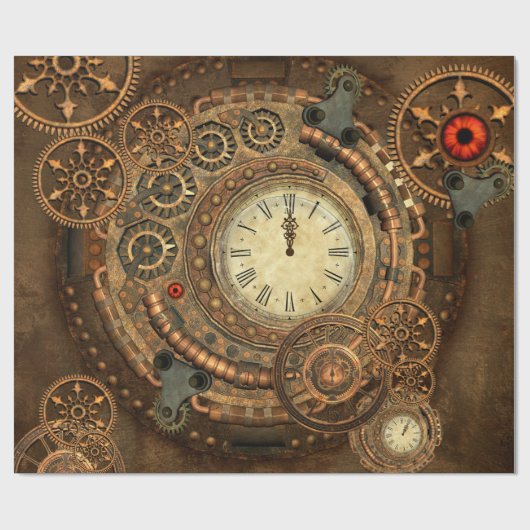 Steampunk, geweldig klokwerk cadeaupapier (Vlak)