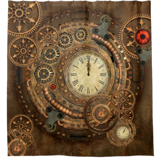 Steampunk, geweldig klokwerk douchegordijn (Voorkant)