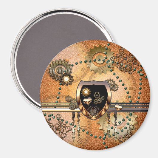 Steampunk, geweldig schild met harten magneet (Voorkant / Achterkant)