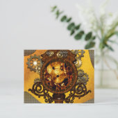 Steampunk, geweldige klok briefkaart (Staand voorkant)