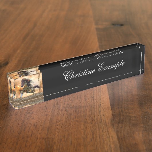 Steampunk, geweldige steampunk-paard naambordje (Zijkant)