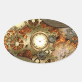 Steampunk, geweldige steampunkontwerp ovale sticker (Voorkant)