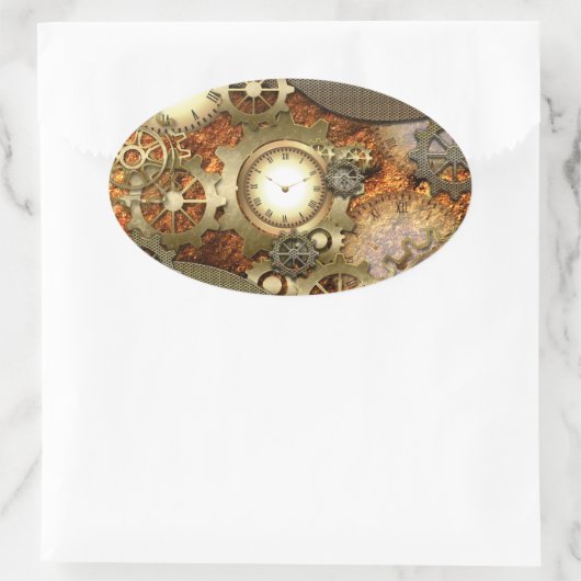 Steampunk, geweldige steampunkontwerp ovale sticker (Tas)