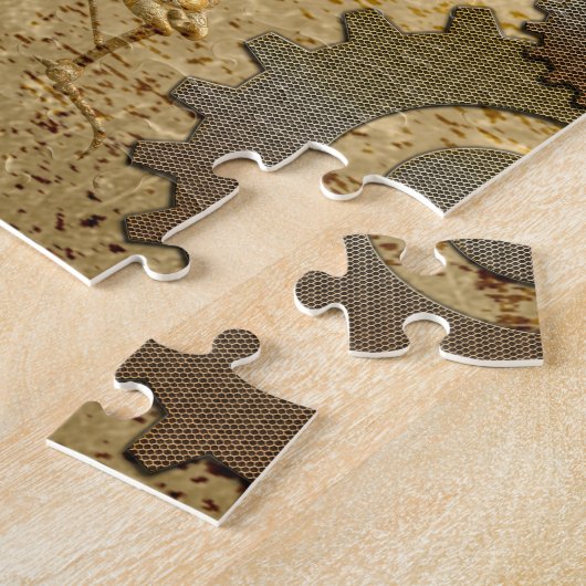 Steampunk, geweldige stoomlibellen met tandwielen legpuzzel (Zijkant)