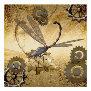 Steampunk, geweldige stoomlibellen perfect poster