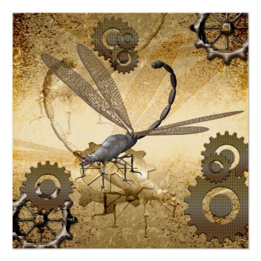 Steampunk, geweldige stoomlibellen perfect poster (Voorkant)