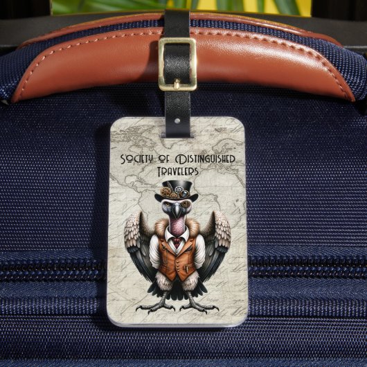 Steampunk Gier Wereldreiziger Bagagelabel (Voorkant Insitu 2)