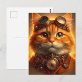 Steampunk Ginger Cat Briefkaart (Voorkant / Achterkant)