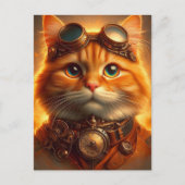 Steampunk Ginger Cat Briefkaart (Voorkant)
