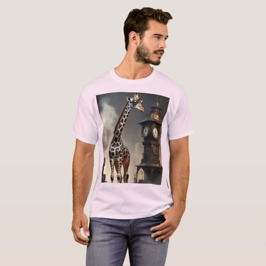 Steampunk Giraffe 🦒🔩 | Tall Tech Style T-shirt (Voorkant volledig)