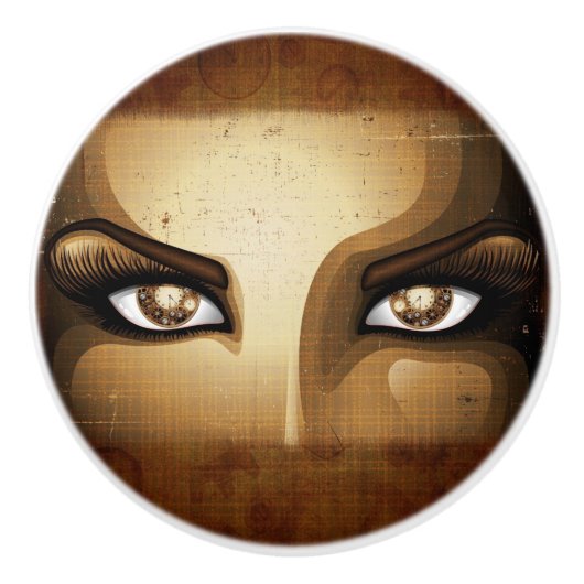 Steampunk Girl Eyes-knoppen Keramische Knop (Voorkant)
