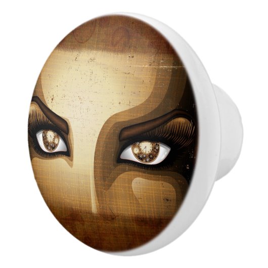 Steampunk Girl Eyes-knoppen Keramische Knop (Rechts)