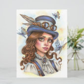 Steampunk Girl Fantasy Vrouw Magische KunstKaart (Staand voorkant)