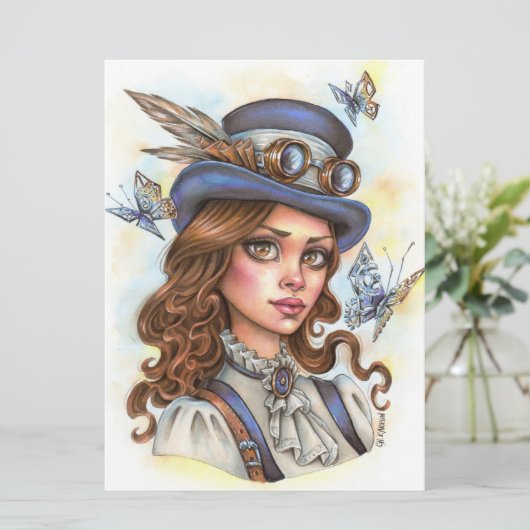 Steampunk Girl Fantasy Vrouw Magische KunstKaart (Staand voorkant)