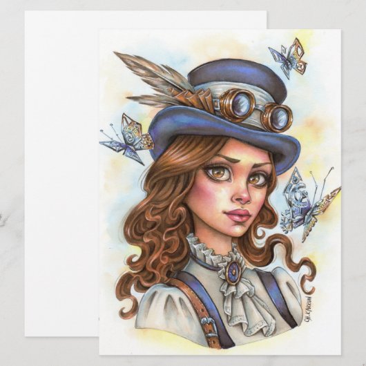 Steampunk Girl Fantasy Vrouw Magische KunstKaart (Voorkant / Achterkant)