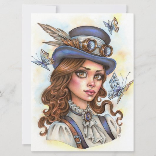 Steampunk Girl Fantasy Vrouw Magische KunstKaart (Voorkant)