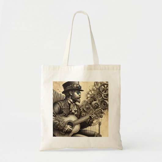 Steampunk gitarist tote bag (Voorkant)