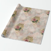 Steampunk Glam | Roze en Goud Roos Rustieke Bloeme Cadeaupapier (Uitgerold)