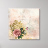 Steampunk Glam | Roze en Goud Roos Rustieke Bloeme Canvas Afdruk (Voorkant)