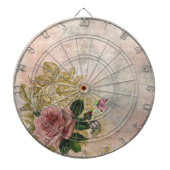 Steampunk Glam | Roze en Goud Roos Rustieke Bloeme Dartbord (Voorkant)