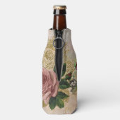 Steampunk Glam | Roze en Goud Roos Rustieke Bloeme Flesjeskoeler (Fles Achterkant)