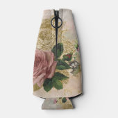 Steampunk Glam | Roze en Goud Roos Rustieke Bloeme Flesjeskoeler (Achterkant)